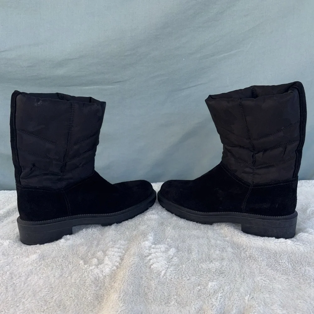 NWOT AQUATALIA LORI SIDE BLACK QUILT PUFFER WINTER SNOW SUEDE BOOT LEATHER Sz 5